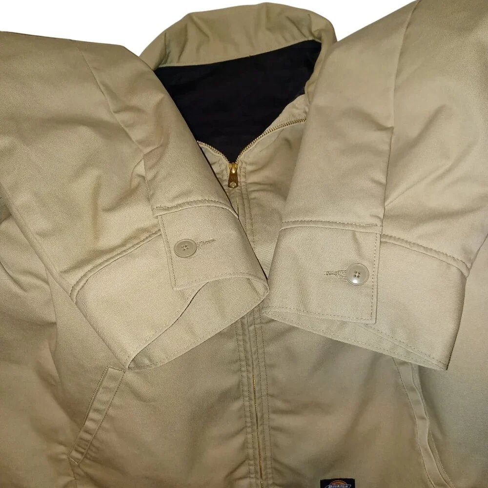 Dickies Mens Eisenhower Beige Quilt Lined Jacket Size 2XLL Front Zip 3 Pockets - Picture 6 of 11